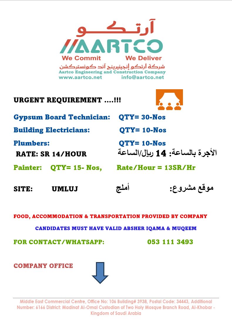 Khobar, Temp Jobs, Urgent Requirement