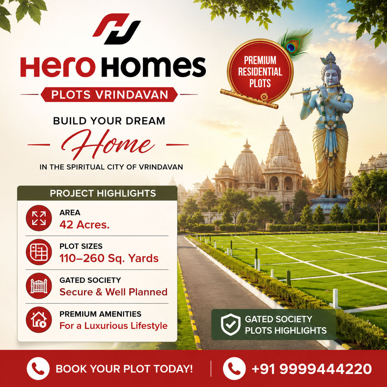 Lucknow, Residential Plots, INR 9500000,  110 Sq. Yard,  Hero Homes Vrindavan Near Banke Bihari Temple: Location & Connectivity