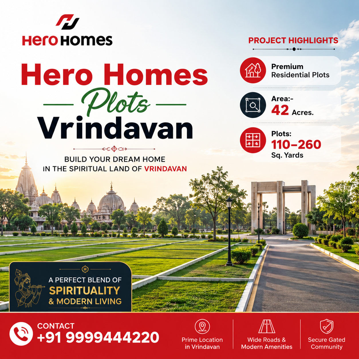 Lucknow, Residential Plots, INR 9500000,  110 Sq. Yard,  Hero Homes Vrindavan Near Banke Bihari Temple: Location & Connectivity