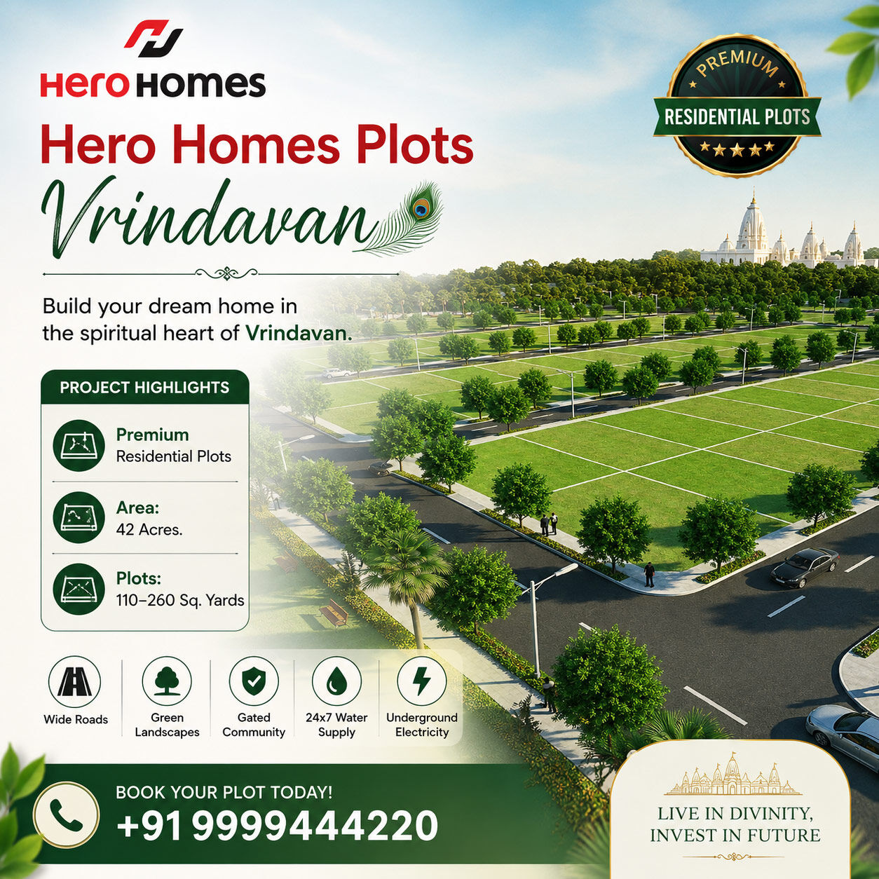 Lucknow, Residential Plots, INR 9500000,  110 Sq. Yard,  Hero Homes Vrindavan Near Banke Bihari Temple: Location & Connectivity