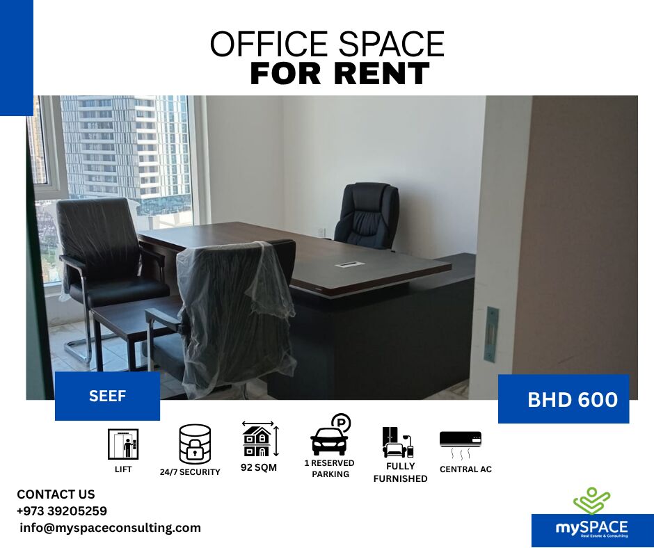 Al Seef, Offices, BHD 600,  92 Sq. Meter,  Luxury Fully Furnished Office For Rent In Seef | High Floor