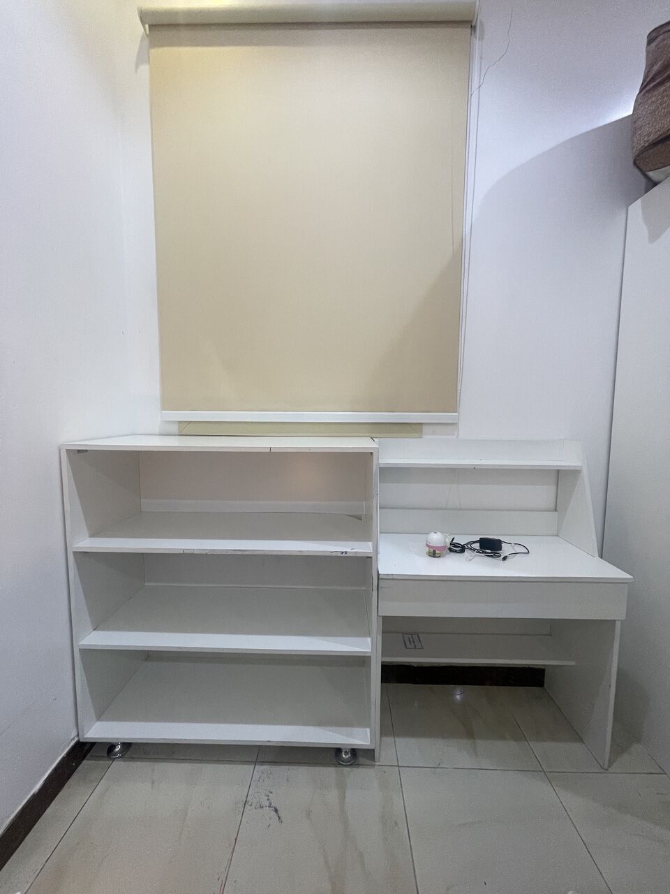 Riyadh, Furniture, SAR 150,  White Study Desk With Raised Back Shelves