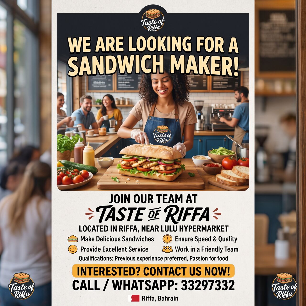 Riffa, Jobs, Sandwich Maker