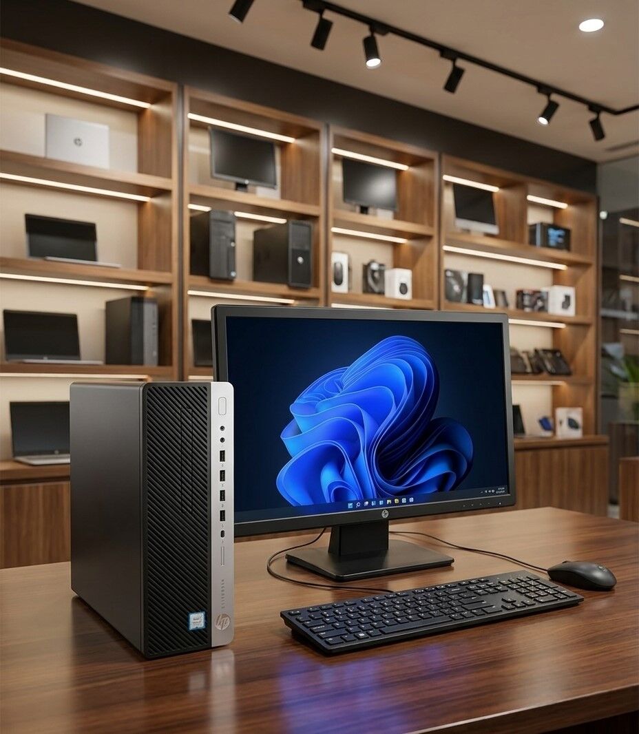 Manama, Computers, BHD 128,  HP EliteDesk Core I7 9th Generation Computer Set HP LED Wide Monitor 8GB RAM + 256GB SSD