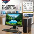 BHD 128,  HP EliteDesk Core I7 9th Generation Computer Set HP LED Wide Monitor 8GB RAM + 256GB SSD