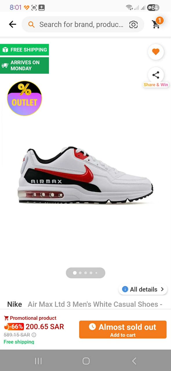 Riyadh, Clothing & Accessories, SAR 150,  Nike Air Max Ltd 3 Purchased From Trendyol Men Size 9US (42.5EU)
