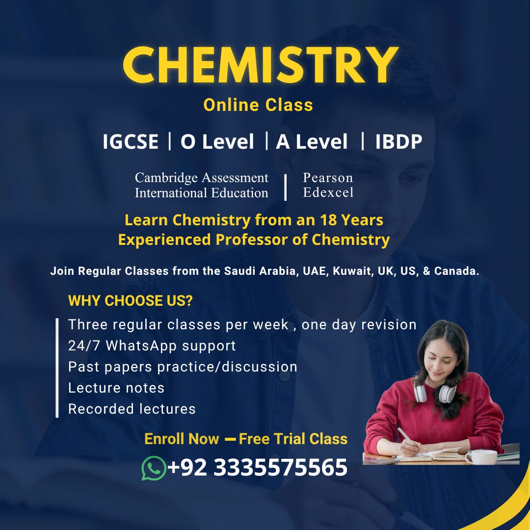 Islamabad, Education, Online Cambridge IGCSE/A Level/IBDP Chemistry Educator