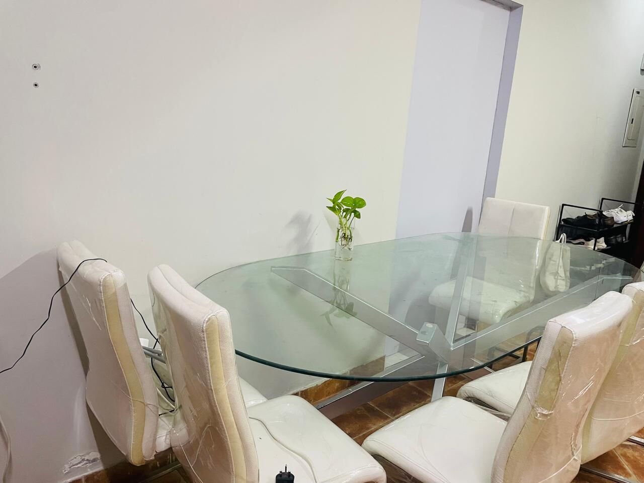 Khobar, Furniture, SAR 400,  Good Steel And Glass Table And 8 Chairs For Sale