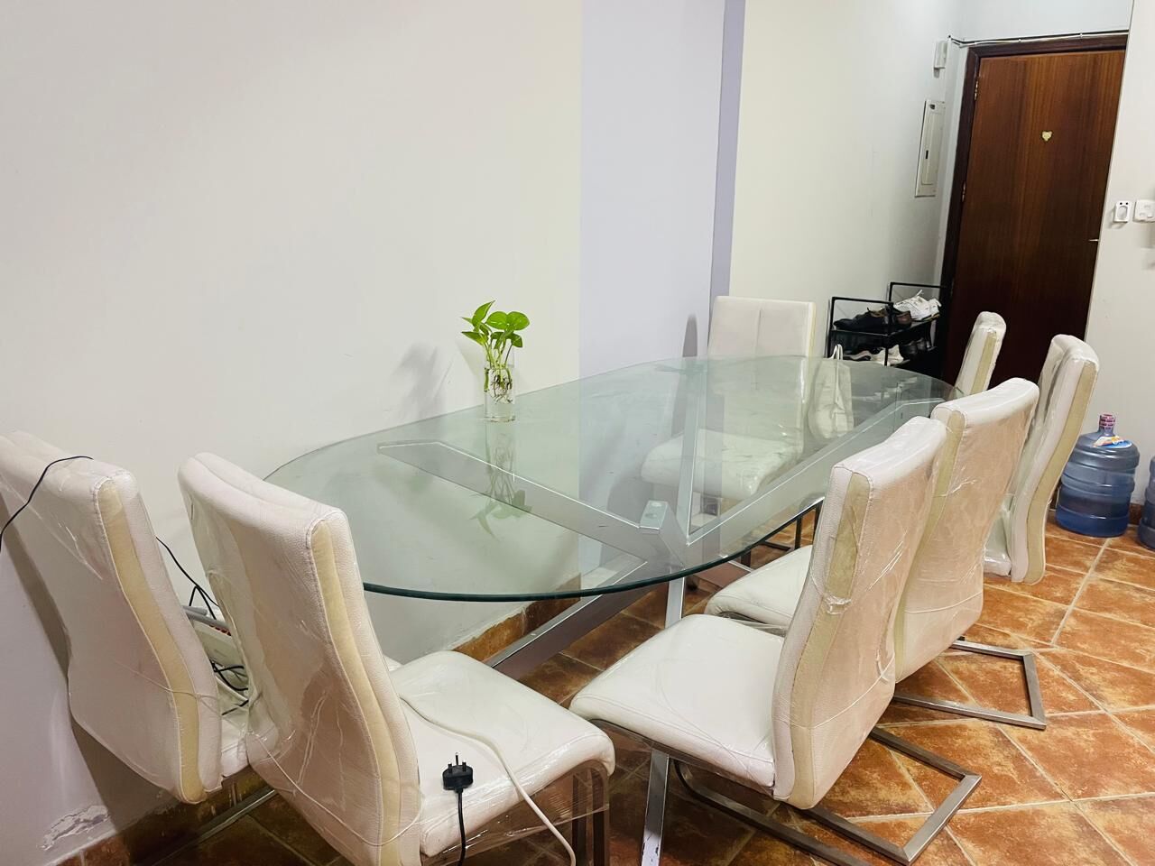 Khobar, Furniture, SAR 400,  Good Steel And Glass Table And 8 Chairs For Sale