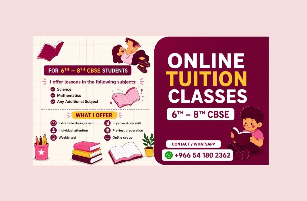 Bur Dubai, Lessons Offered, ▪︎ Online Tuition Classes For Grade 6-8 CBSE ▪︎