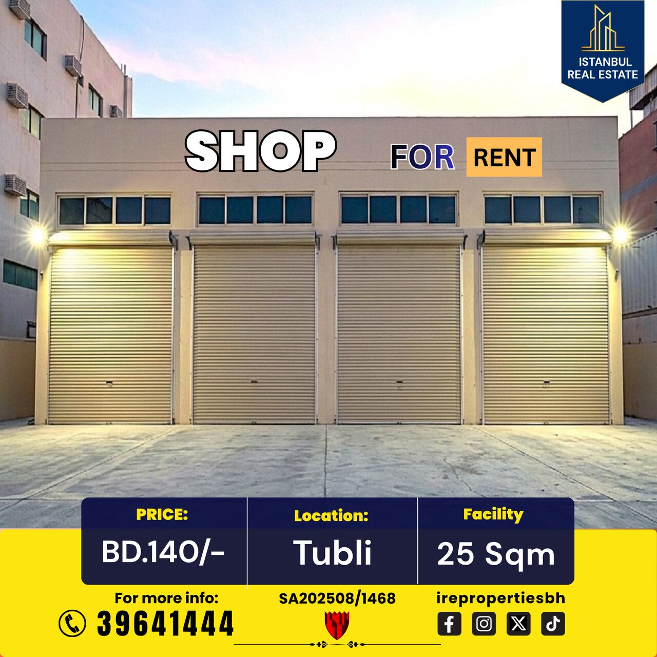 Tubli, Shops, BHD 140,  25 Sq. Meter,  Commercial Shop For Rent In Tubli BD.140/-