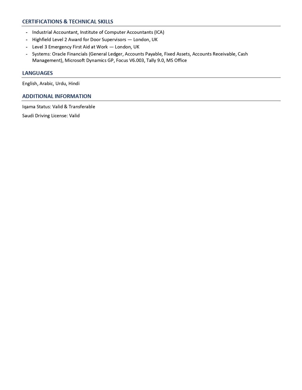 Jeddah, Job Seekers, Accountant | Looking For Job | Immediately Joining