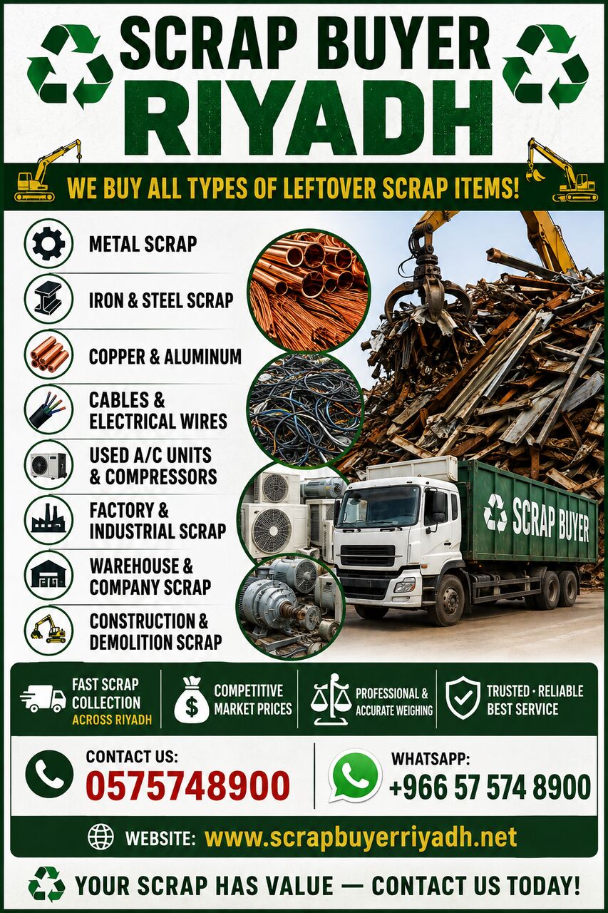 Riyadh, Items Wanted, Metals Scrap Buyer Riyadh Scraps Dealer Contact Us +966575748900