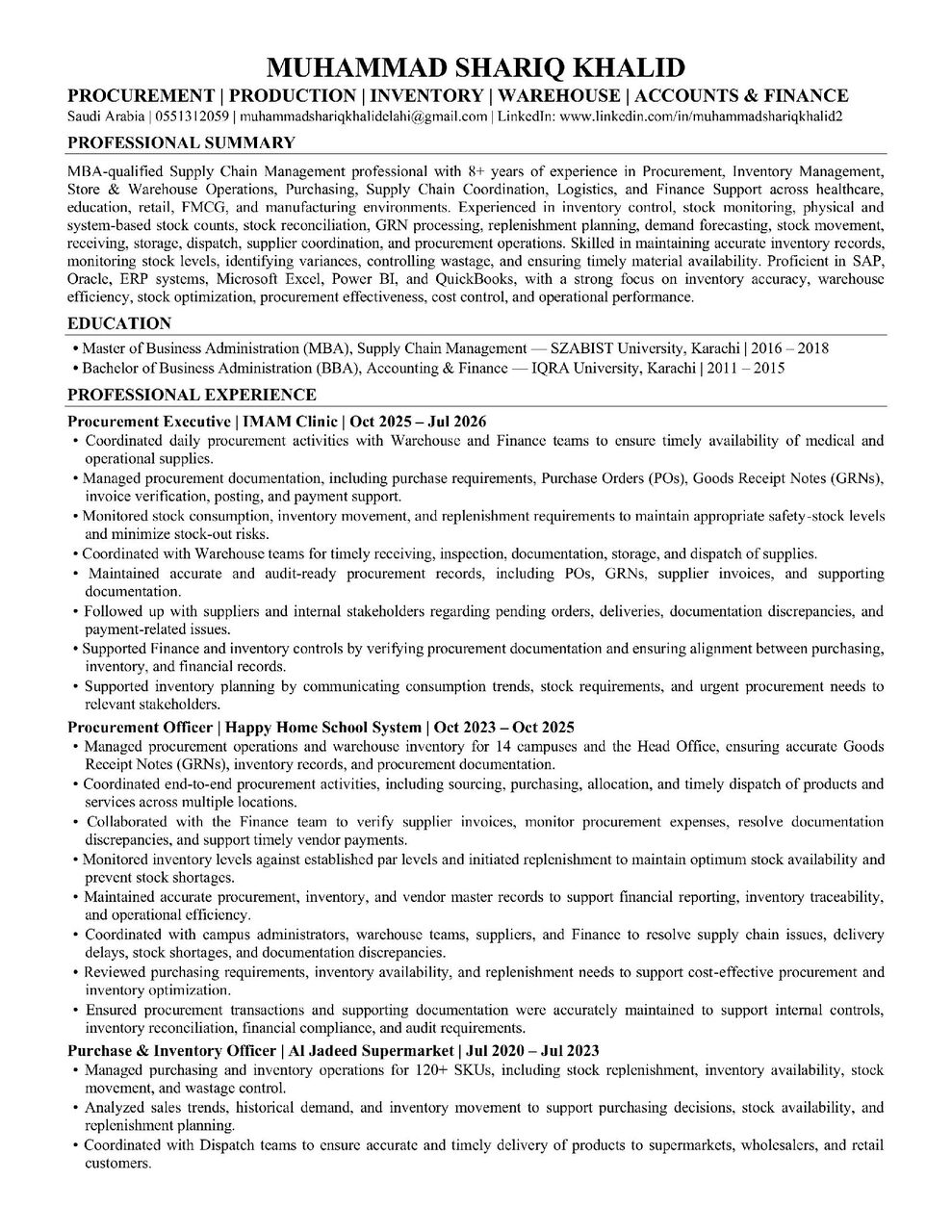 Jeddah, Job Seekers, Inventory / Warehouse / Store Officer | 9+ Years Experience | Immediate Joining