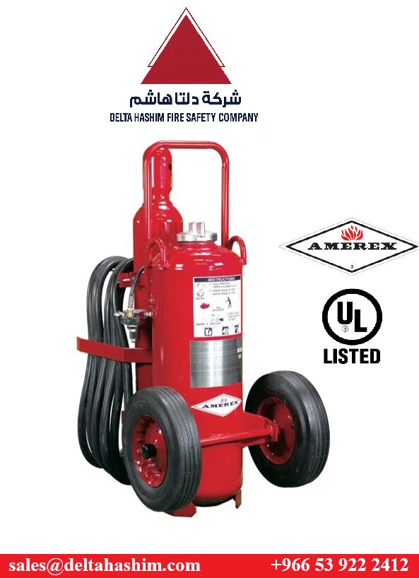 Dammam, Security, Amerex, 125 LBS, Wheeled Fire Extinguisher, UL Listed, Aramco Approved - Bulk Stock