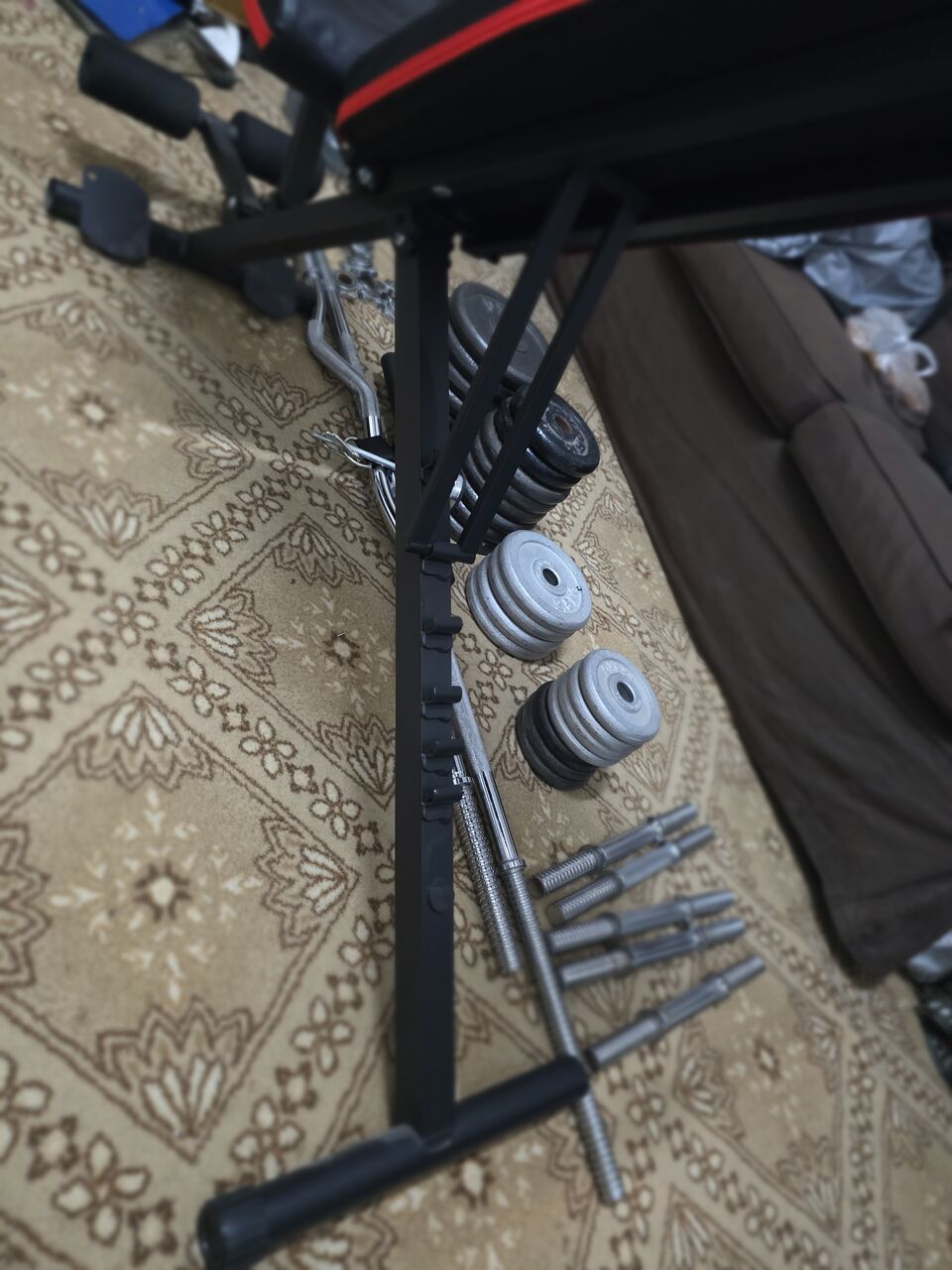 Riyadh, Sporting Goods, SAR 900,  Almos 60 Kg Of Weight, 2 Rods, 1 Bench Press, 2 Set Of Dumbell Rods