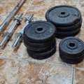 SAR 200,  Complete Home Gym Weight Set &ndash; 40kg Cast Iron Weight Plates + Barbell & Dumbbell Rods