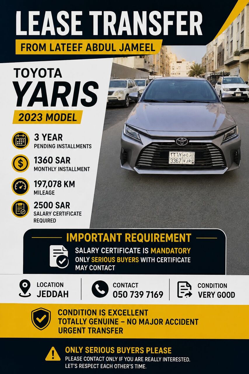 Jeddah, Vehicle Lease Transfer, SAR 1360,  Lease Transfer Car
