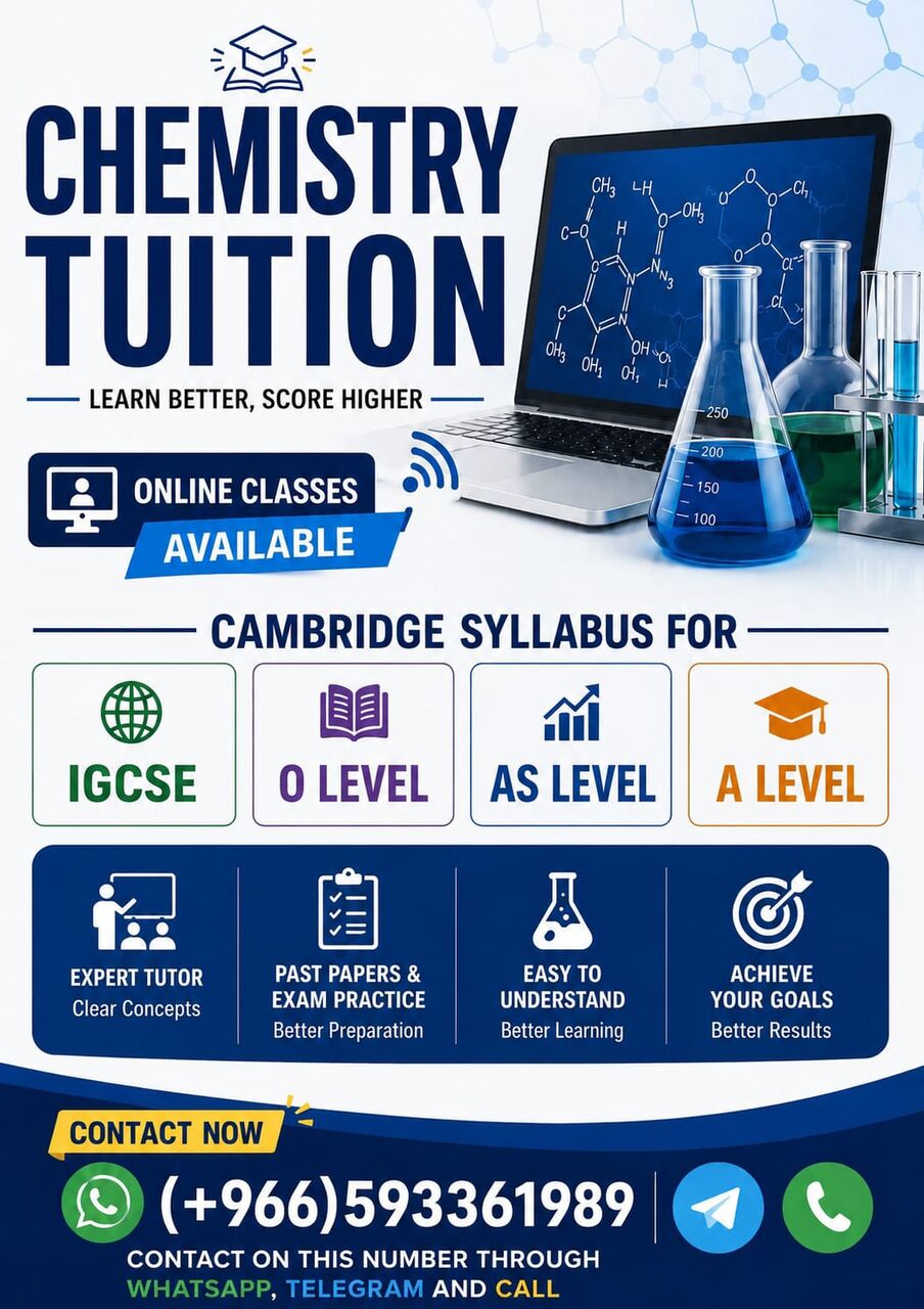 Madinah, Lessons Offered, Chemistry Lecturer Available For Cambridge Edexcel And Federal Board
