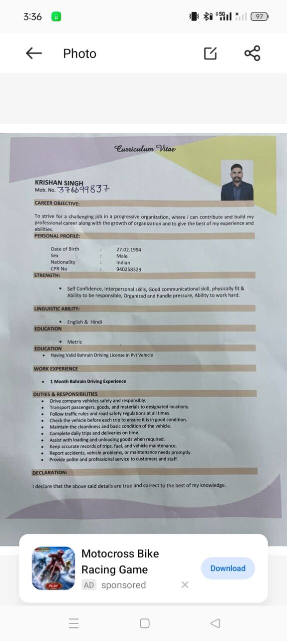 Manama, Job Seekers, Light Vehicle Job