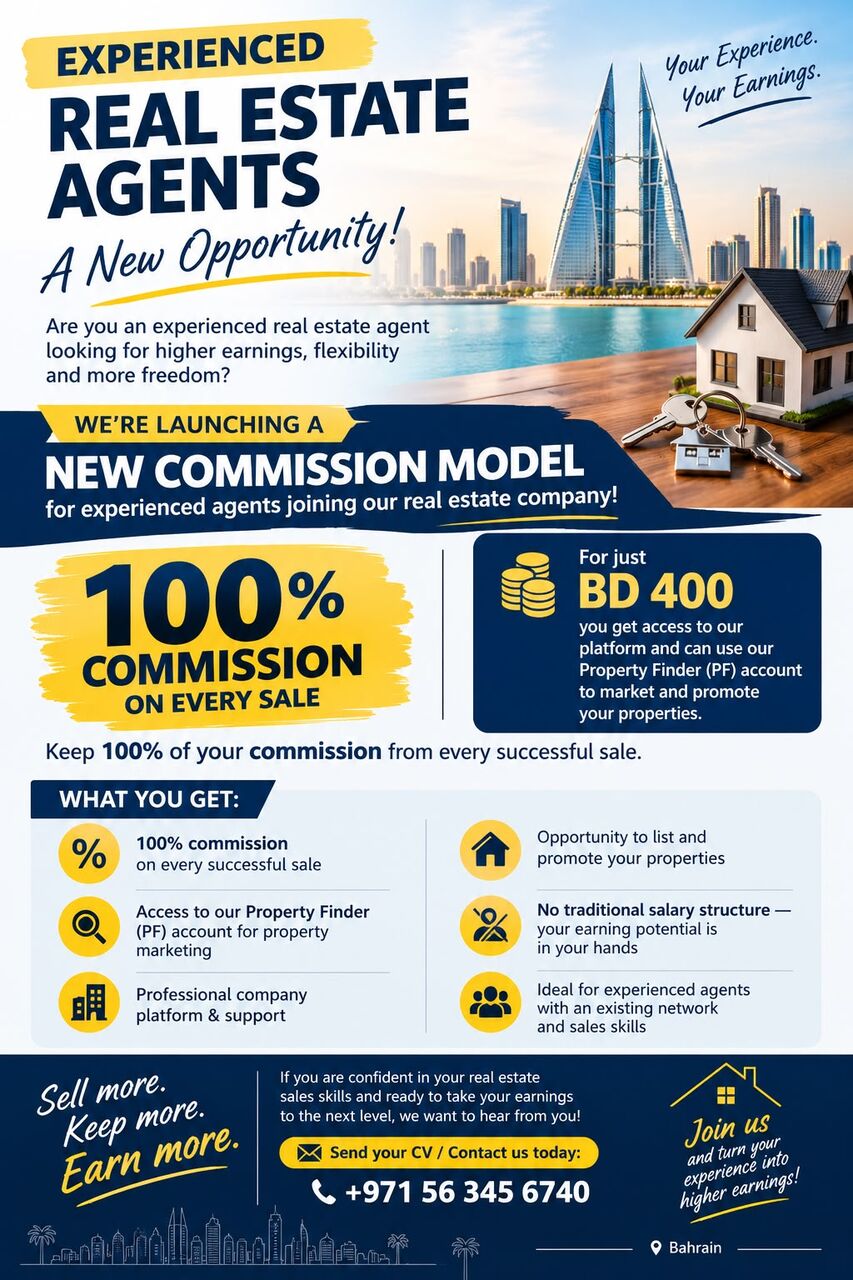 Manama, Jobs, Hiring Experienced Real Estate Agents