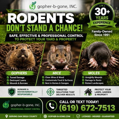San Diego, Farm/Garden, Expert Gopher, Mole & Rodent Control Services In San Diego County