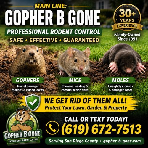 San Diego, Farm/Garden, Expert Gopher, Mole & Rodent Control Services In San Diego County
