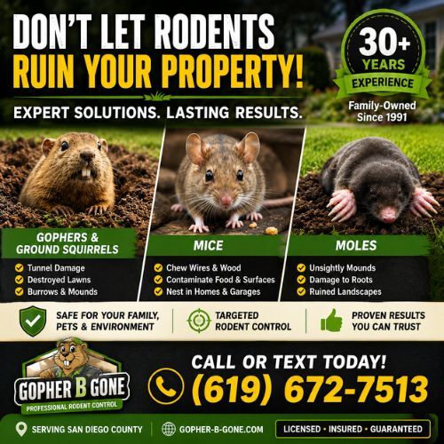 San Diego, Farm/Garden, Expert Gopher, Mole & Rodent Control Services In San Diego County