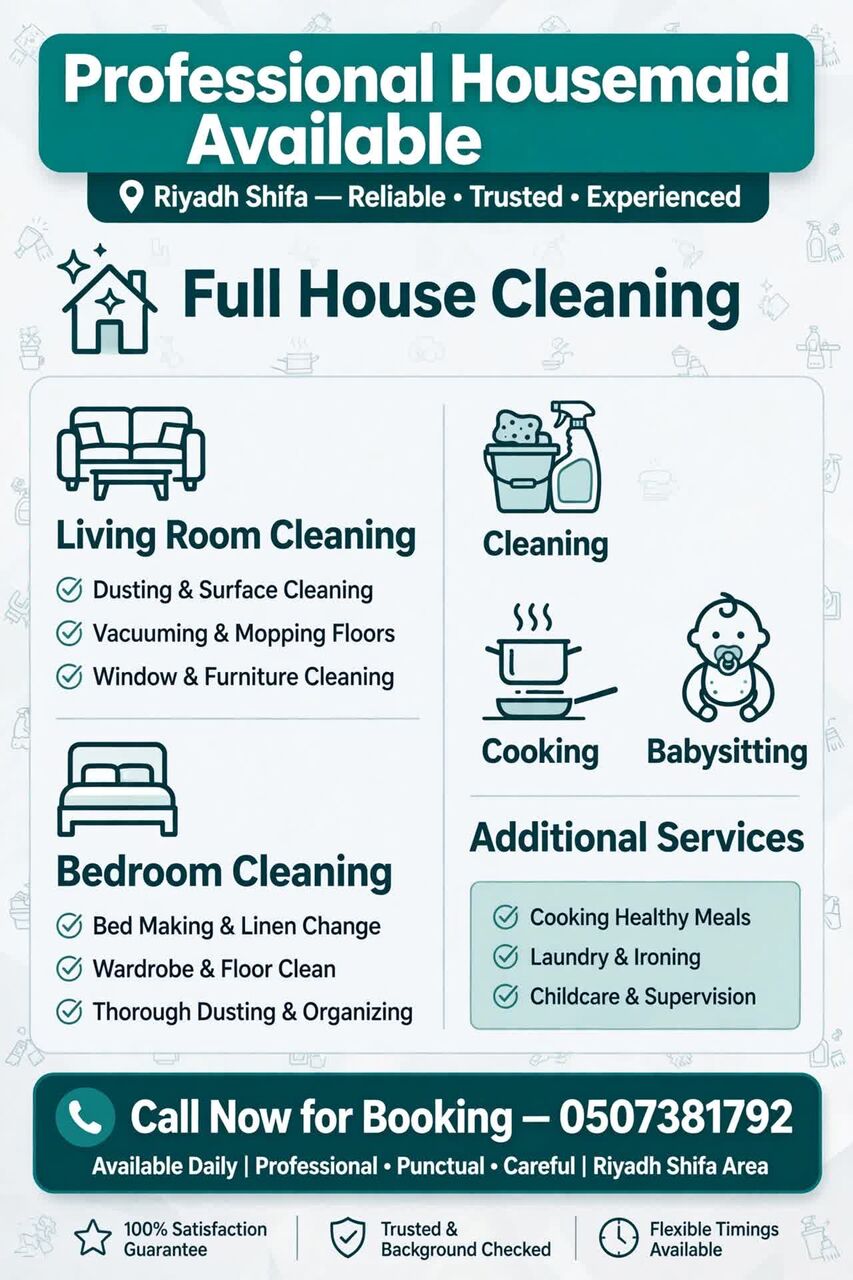 Riyadh, Cleaning, Cleaning, Cooking, Laundry