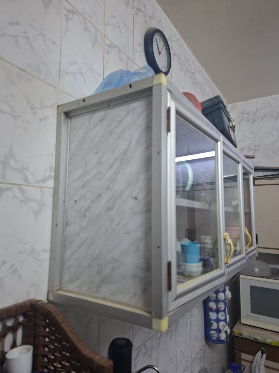 Al Wizarat, Furniture, SAR 300,  Aluminium Kitchen Cabinet + Granite Top + Upper Glass Cabinets