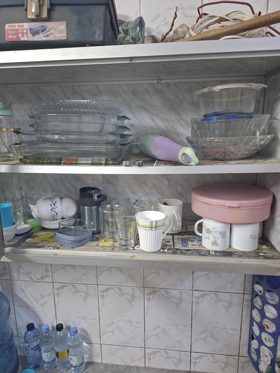 Al Wizarat, Furniture, SAR 300,  Aluminium Kitchen Cabinet + Granite Top + Upper Glass Cabinets