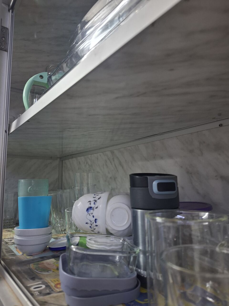 Al Wizarat, Furniture, SAR 300,  Aluminium Kitchen Cabinet + Granite Top + Upper Glass Cabinets
