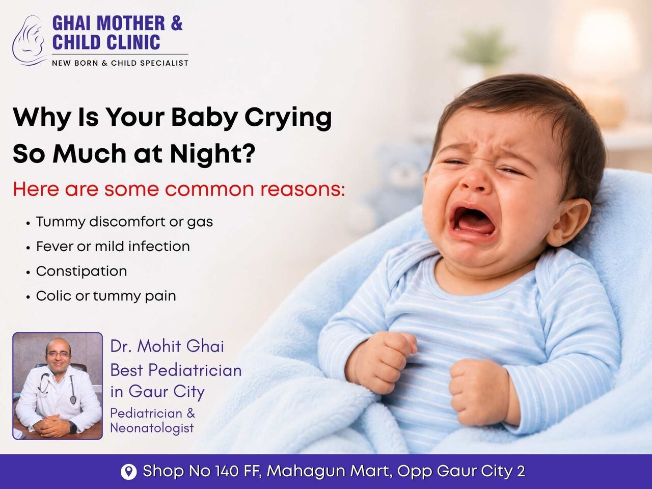 Greater Noida, Health & Beauty Items, Why Is Your Baby Crying At Night? | Best Pediatrician In Gaur City