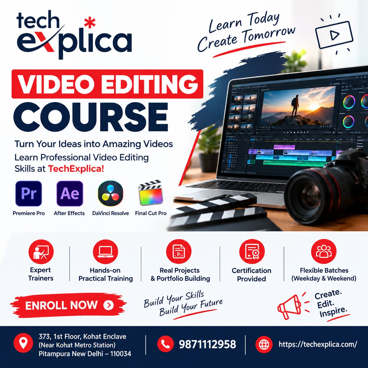 New Delhi, Lessons Offered, Video Editing Course In Delhi