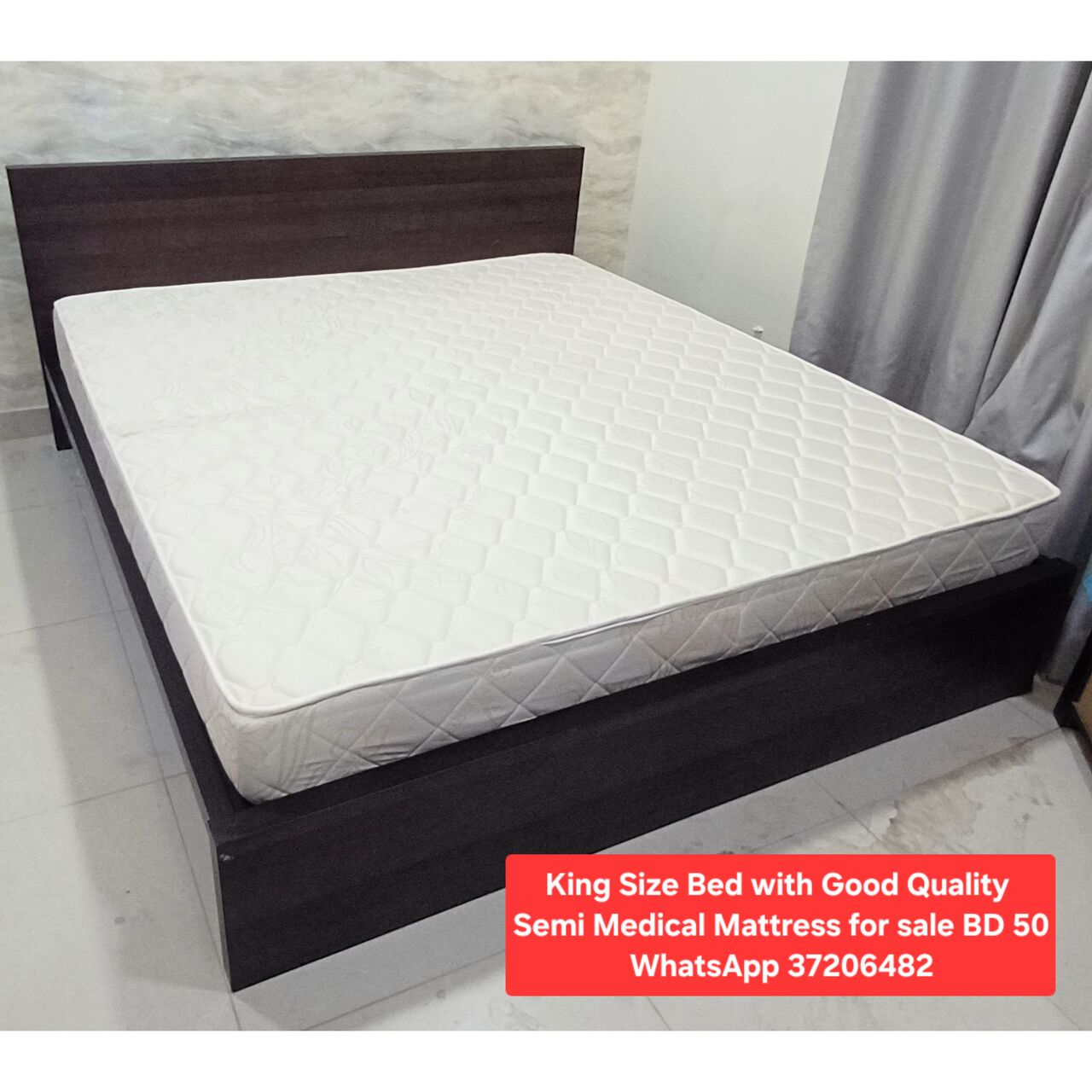 Manama, Furniture, BHD 50,  ✅️ King Size Bed With Good Quality Semi Medical Mattress For SaleWith Delivery