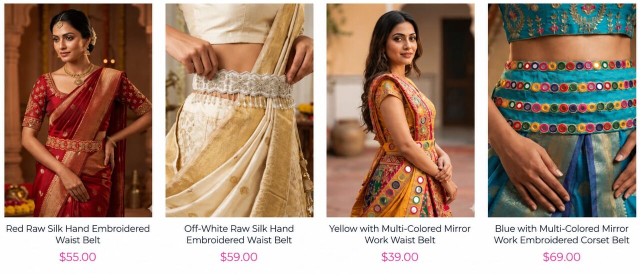New York, Clothing & Accessories, USD 59,  Upgrade Your Saree Style With Elegant Embroidered Belts | Vibha