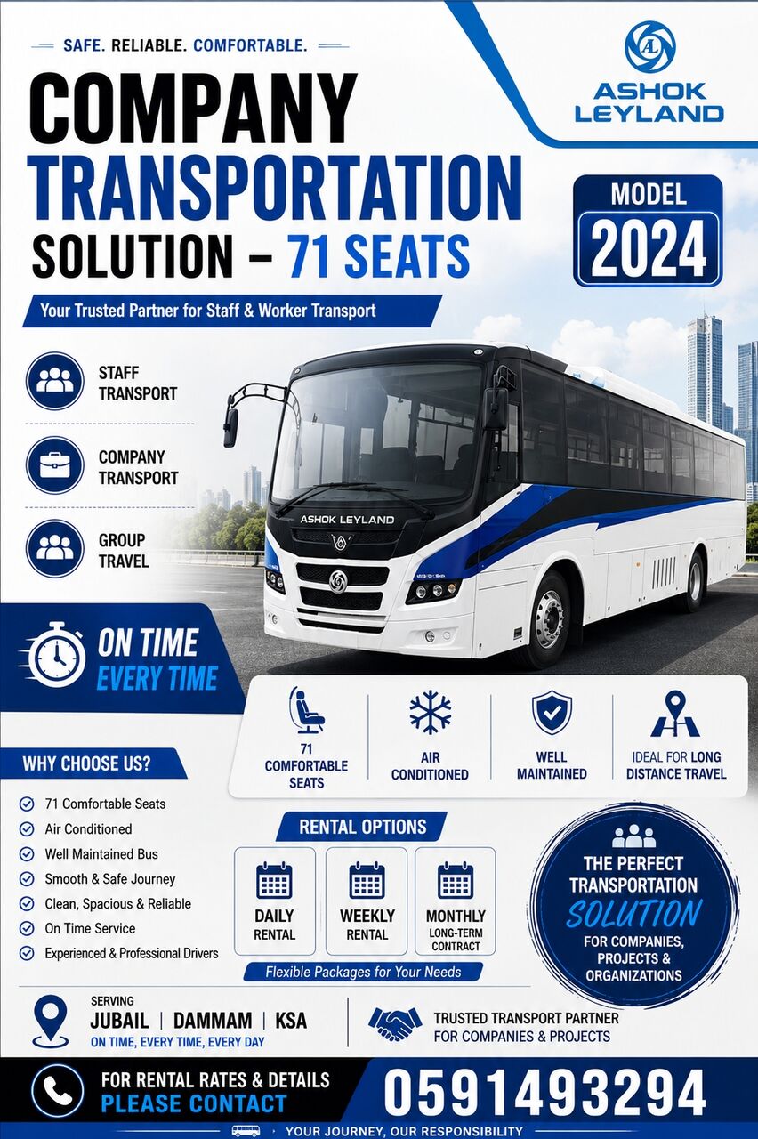 Jubail, Labor/Moving, Large Bus Available For Rent