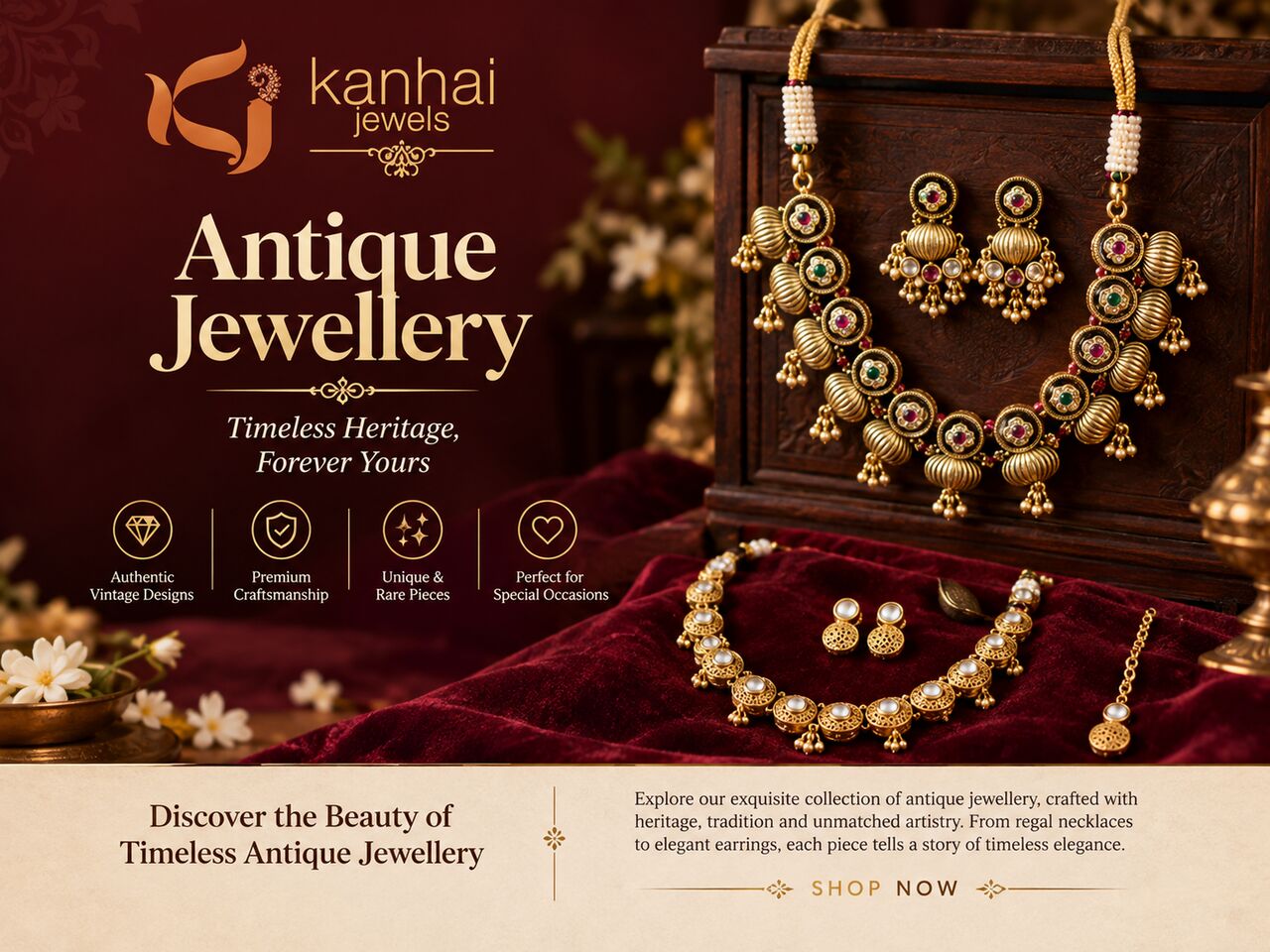 Mumbai, Jewelry, Elegant Antique Jewellery Necklace &ndash; Kanhai Jewels