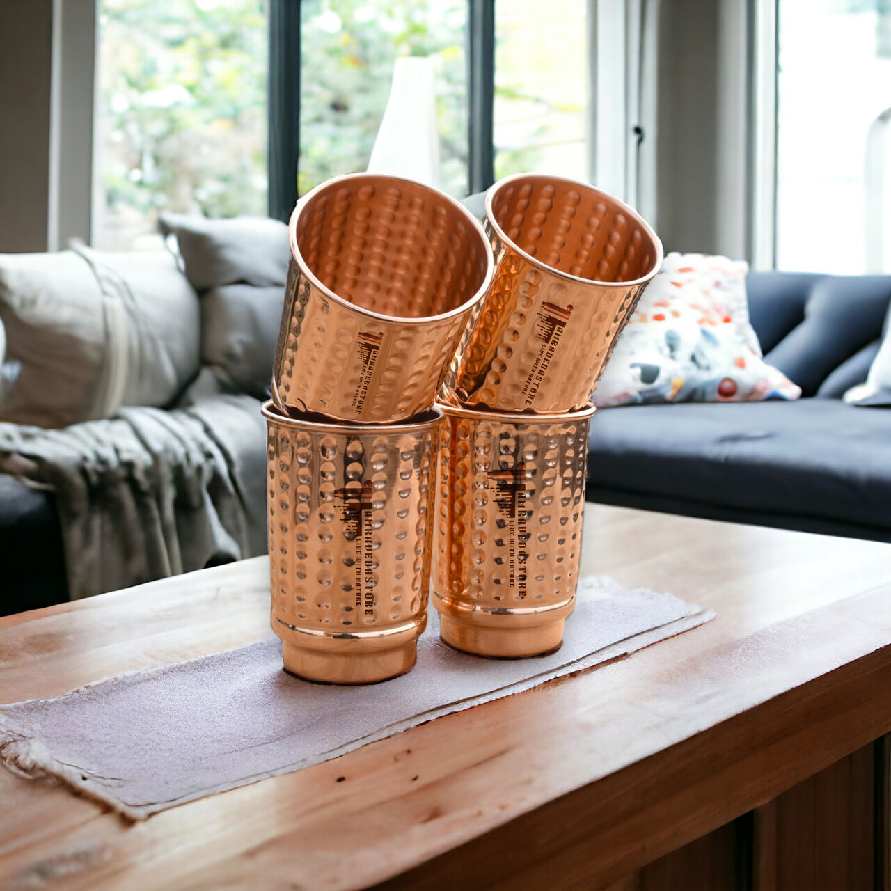 Mumbai, Health & Beauty Items, INR 1100,  Copper Set Of 4 Royal Hammered Tumblers Made Of Hand Beaten