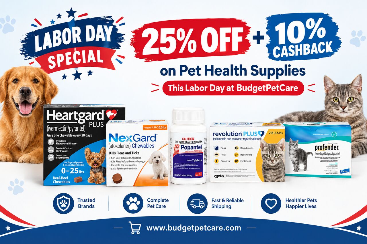 New York, Pet Supplies, 25% Off + 10% Cashback On Pet Health Supplies This Labor Day At BudgetPetCare