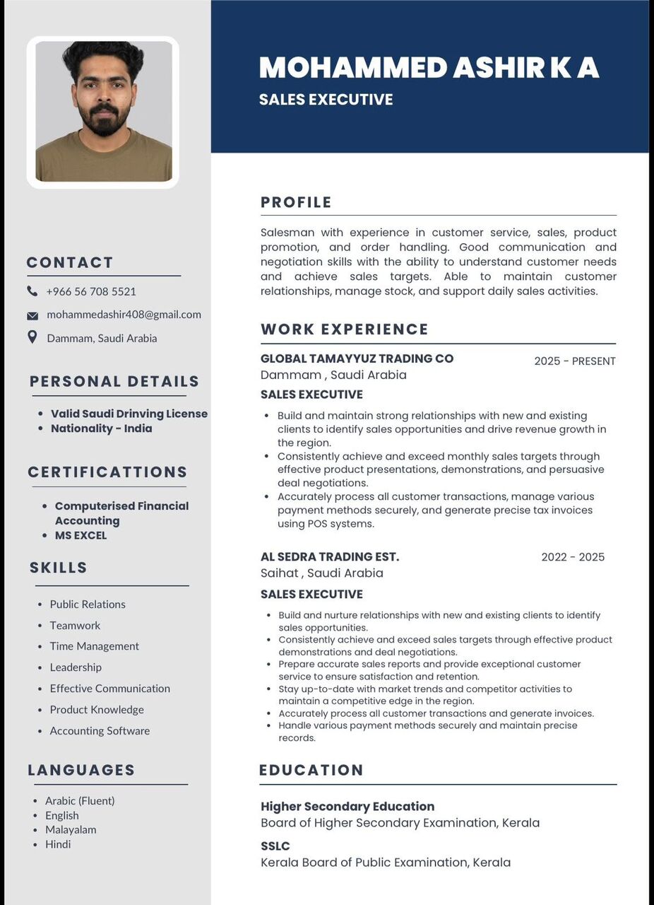 Dammam, Job Seekers, I Have A 3 Year Experience In Billing And Acounts