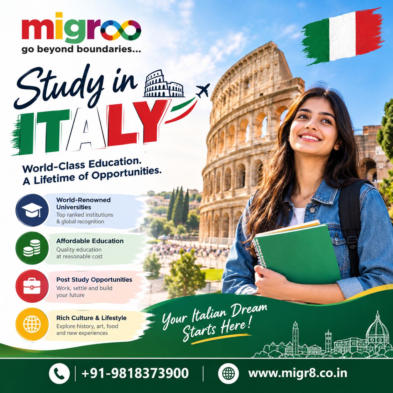 Rohini, Free Items, Study In Italy