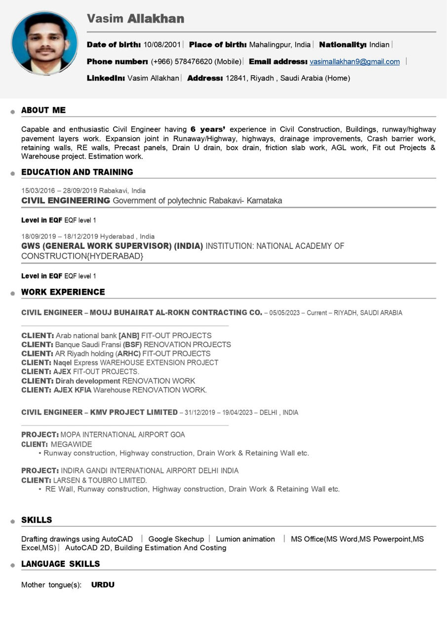 Riyadh, Job Seekers, Civil Engineer