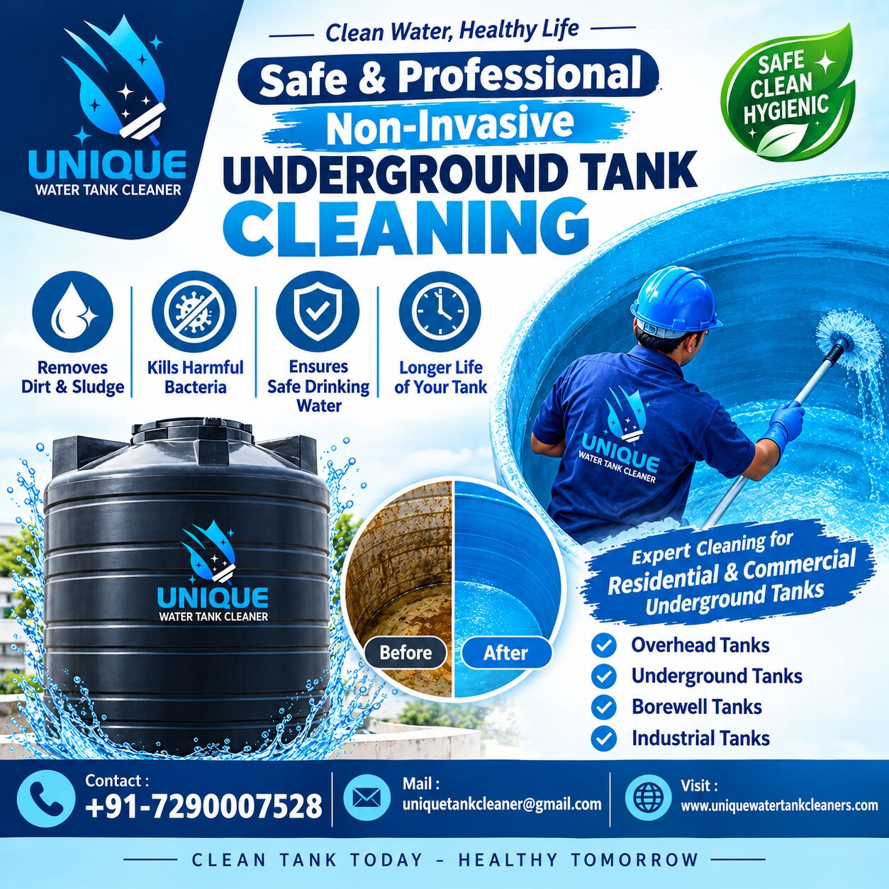 New Delhi, Cleaning, Safe & Professional Non-Invasive Underground Tank Cleaning