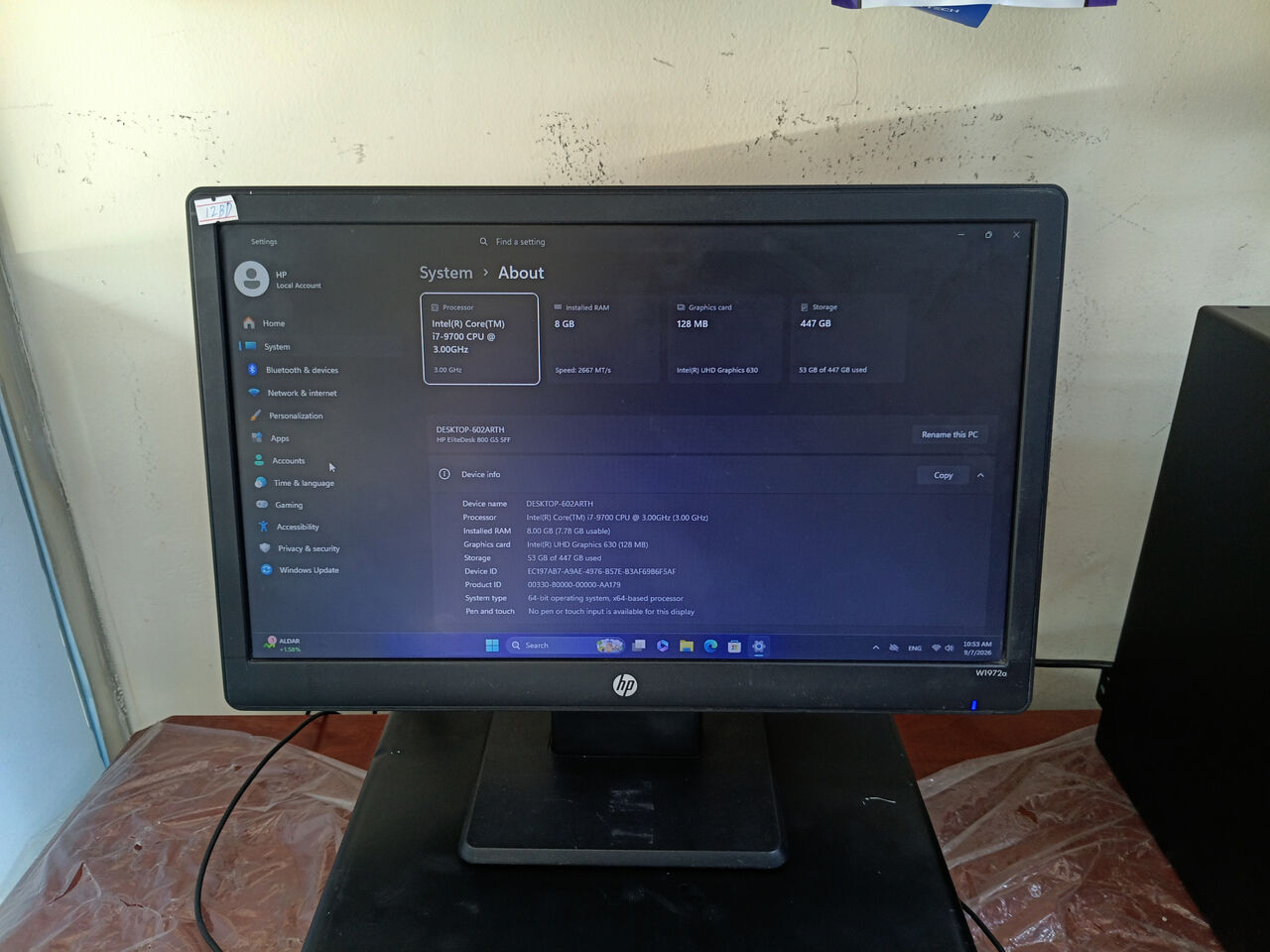 Riffa, Computers, BHD 118,  HP EliteDesk I7-9th Gen PC4 8GB/128 SSD 19&rsquo; Inch Monitor HD 118 BD Only