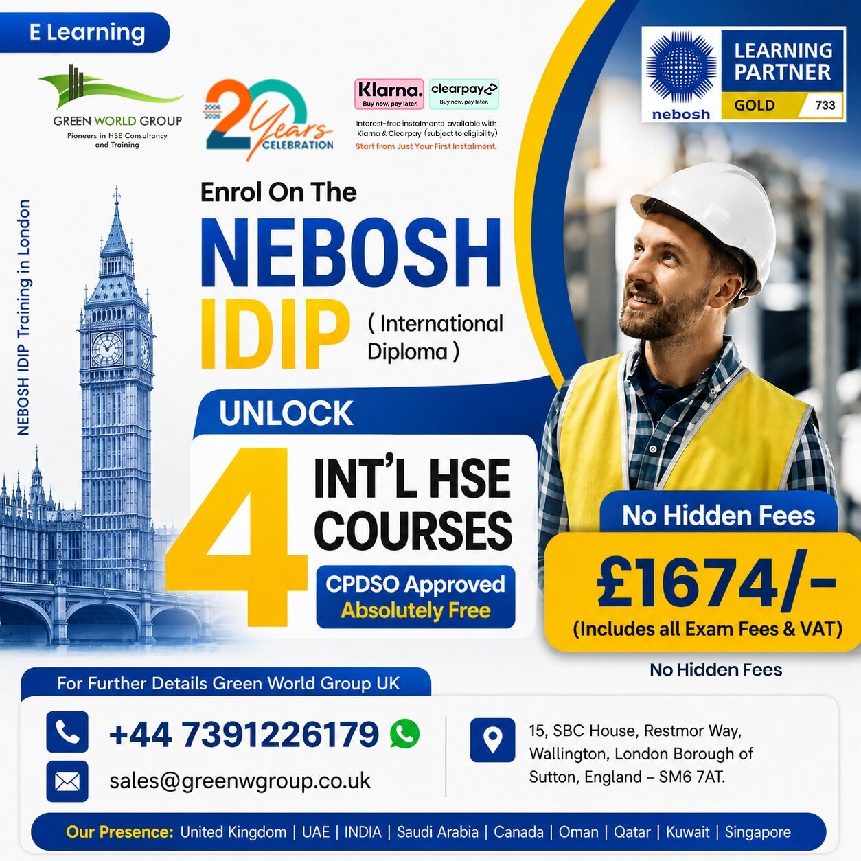 Manchester, Lessons Offered, NEBOSH International Diploma Training UK | Green World Group UK