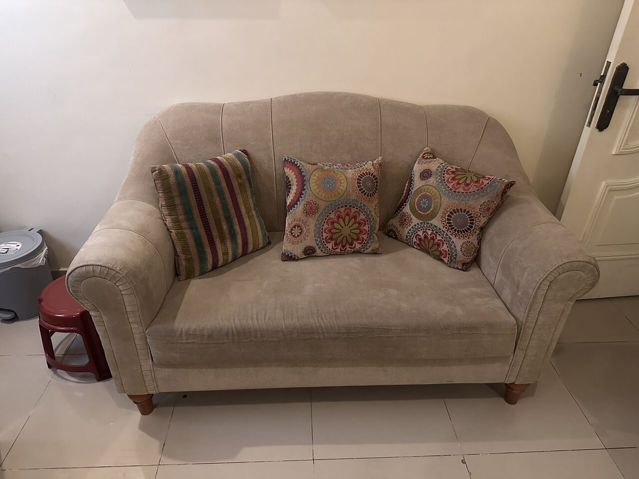 Mushrefah, Household Items, SAR 1200,  7-Seater Sofa Set (3+2+1+1) - Beige Fabric, Good Condition