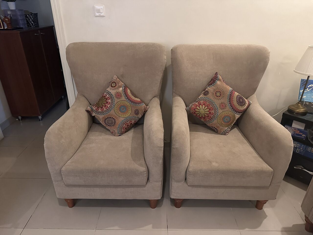 Mushrefah, Household Items, SAR 1200,  7-Seater Sofa Set (3+2+1+1) - Beige Fabric, Good Condition