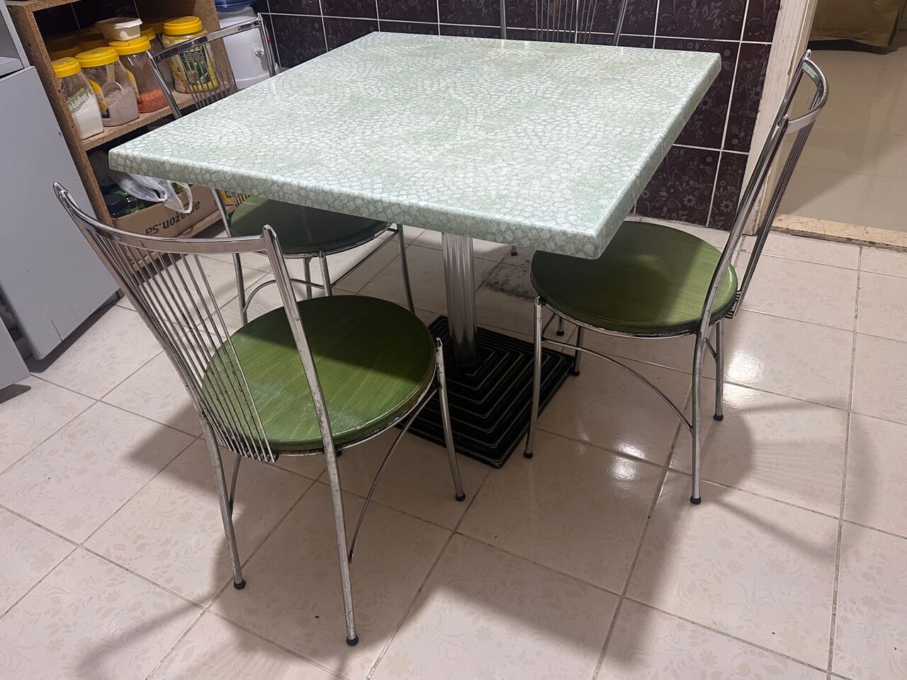 Mushrefah, Household Items, SAR 250,  Small Square Dining Table + 2 Chairs - Korean Top, Space Saving