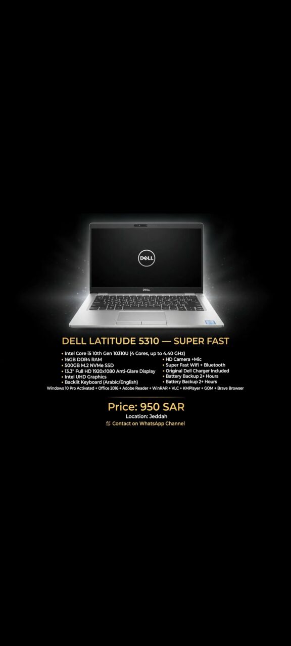 Jeddah, Computers, SAR 950,  I5---10 Gen---16 Gb Ram---512 Gb M.2 Ssd